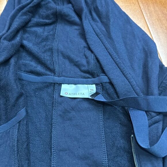 Athleta Lotus Vest Hoodie Navy Blue Long Full Zip Sleeveless size XXS - Picture 7 of 13
